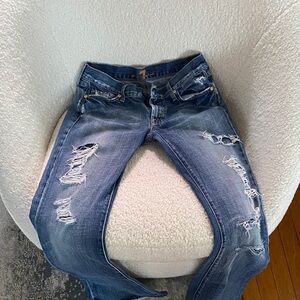 Women’s 7 of all mankind Distressed Blue Denim flare Jeans